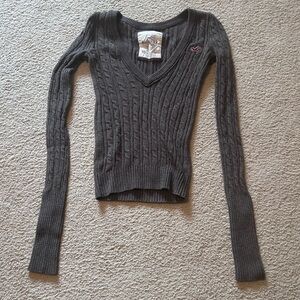 Vintage Y2K 90s Hollister Brown V neck sweater XS